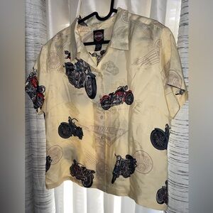 Women’s 100% Silk Harley-Davidson Motorcycle Print Shirt